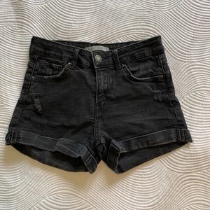 BERSHKA high waisted black jean shorts